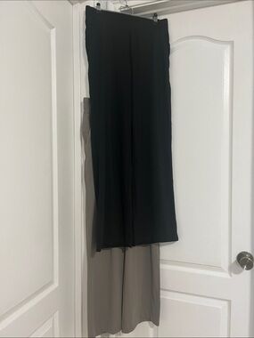 2 (Two) Pairs: Black and Taupe Wide-Leg Women's Pants - Classic Pull-On Style
